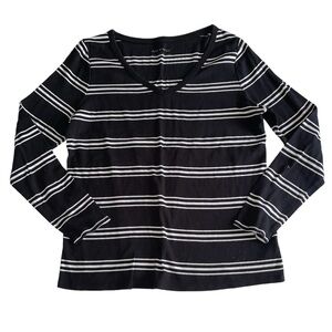 Pure Energy Black & White Striped Knit Shirt Sz XL